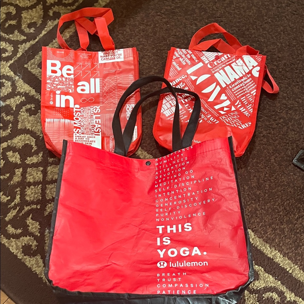 lululemon athletica Red and Black Graphic Totes